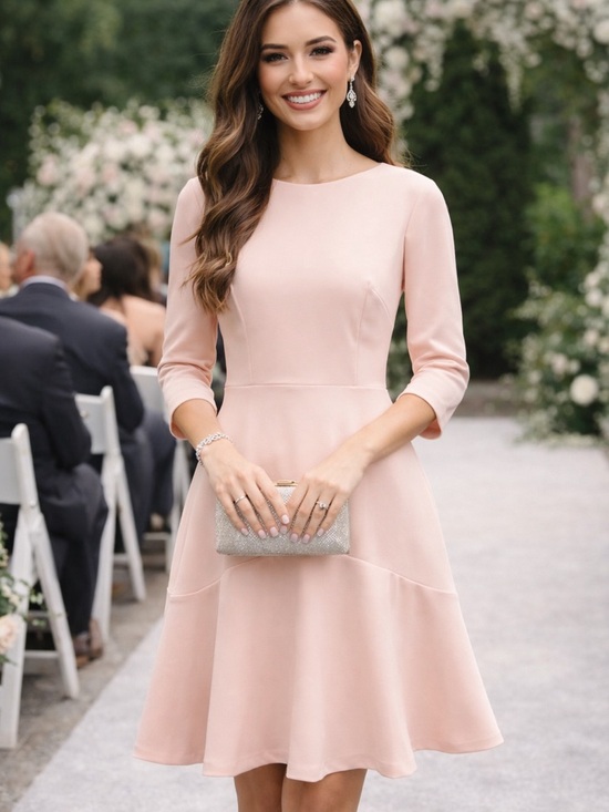 Ralph Lauren Dresses & Skirts - Ralph Lauren Soft Pink Long-Sleeve Fit-and-Flare Dress